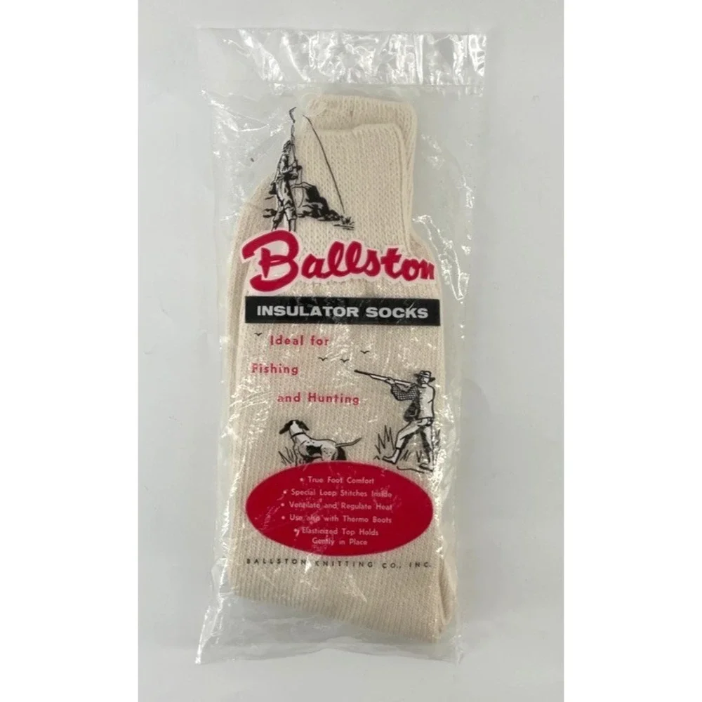 Vtg Ballston Thermal Socks Medium 10.5-11.5 All Spun Cotton USA Hunting‎ Fishing